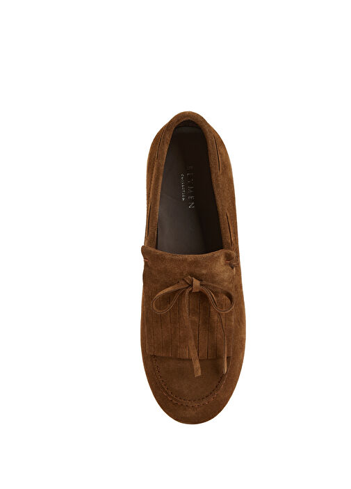 Kahverengi Kadın Deri Loafer - Görsel 5