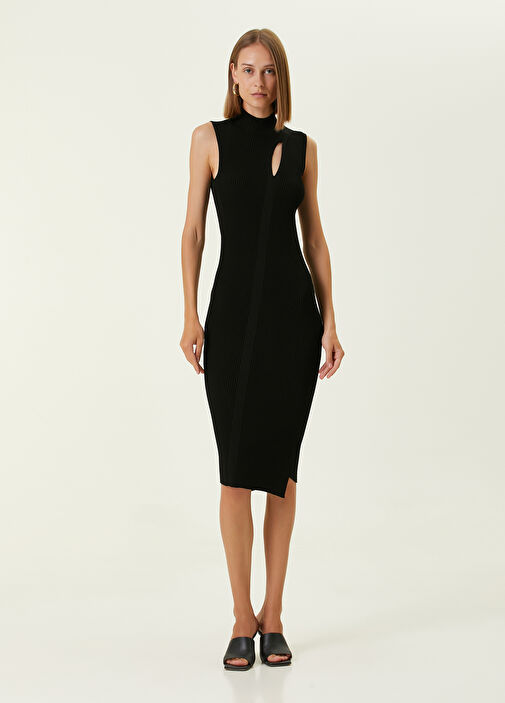 Versace - Black Cut Detail Midi Dress
