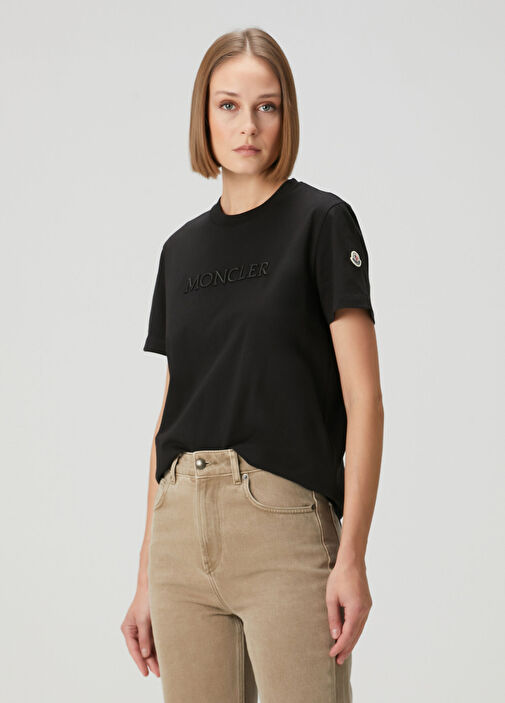 Moncler Siyah Kadın Siyah Logolu T-shirt 1892625 | Beymen