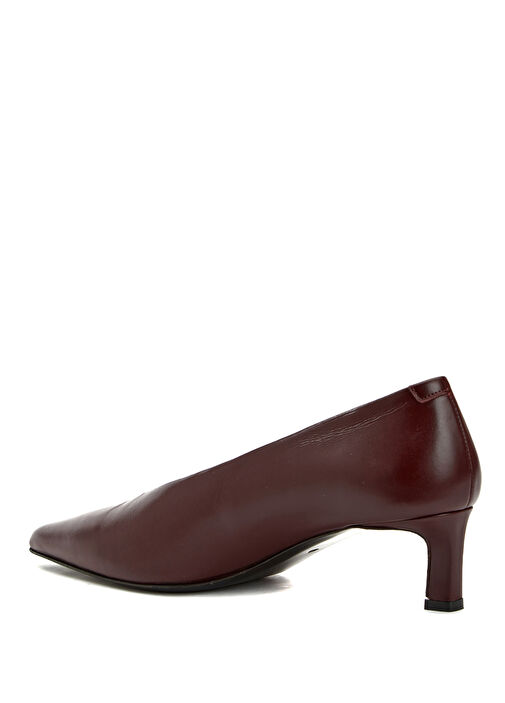 Bordo Deri Topuklu Ayakkabı - Görsel 4