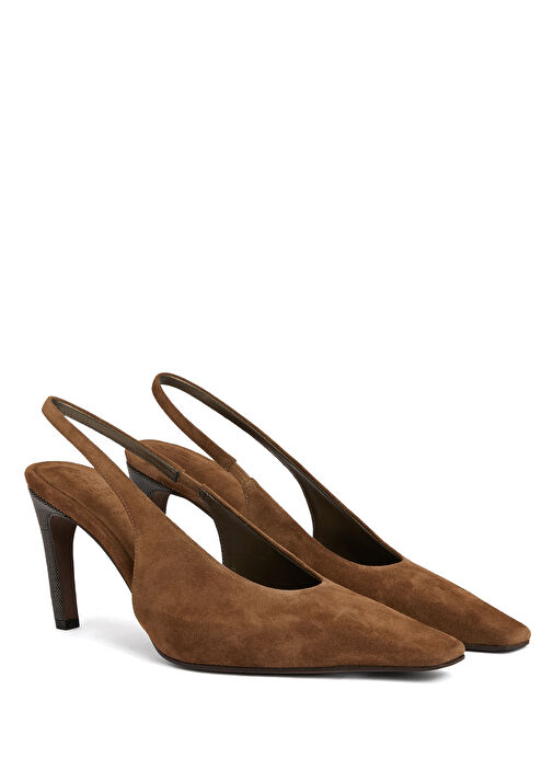 Kahverengi Süet Topuklu Ayakkabı - Görsel 3