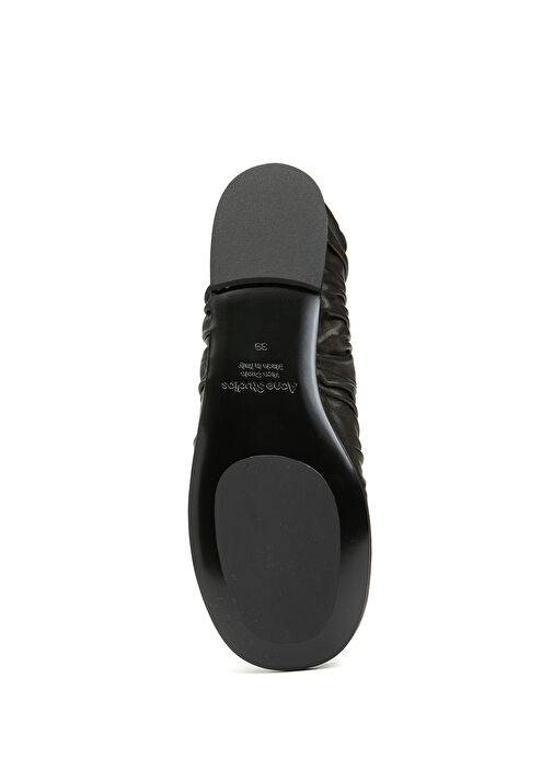 Siyah Fiyonk Detaylı Deri Babet - Görsel 6