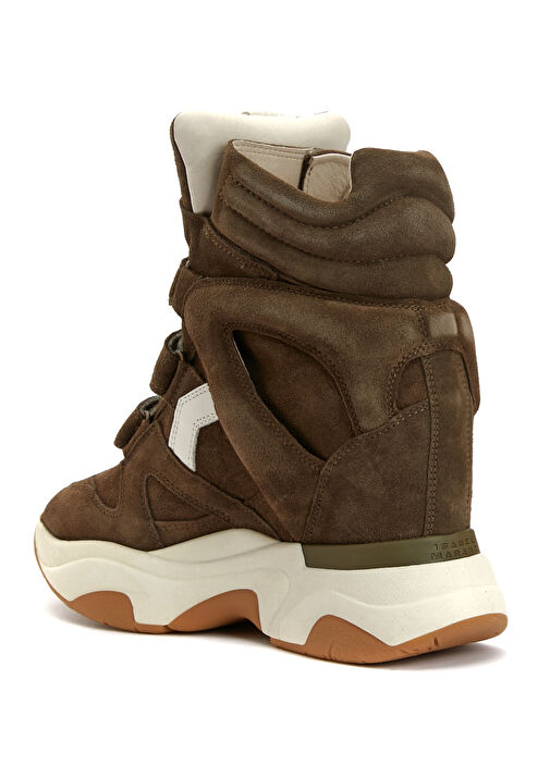 Haki Gizli Topuklu Kadın Süet Sneaker - Görsel 4