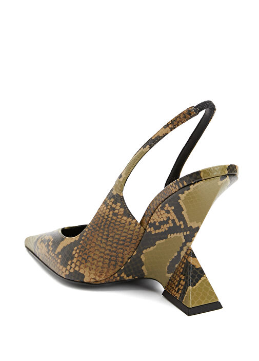 Cheope Siyah Sarı Deri Topuklu Ayakkabı - Görsel 4