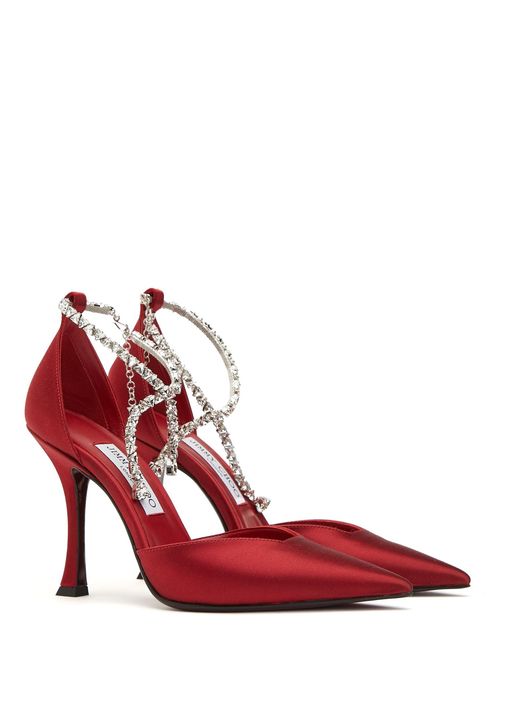 Jimmy Choo Koyu Kirmizi Kadın Stevie Koyu Kırmızı Saten Topuklu