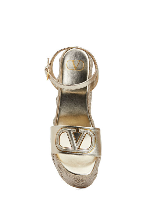 Gold Logo Detaylı Kadın Deri Espadril - Görsel 5