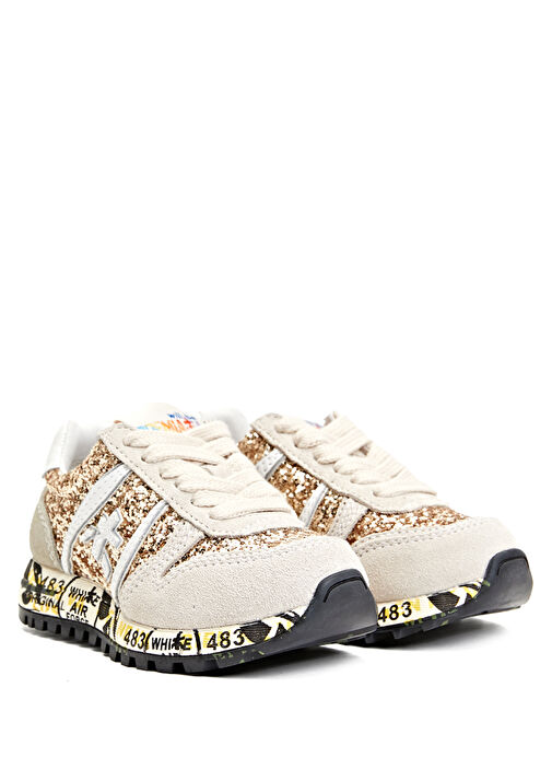 Bej Payet İşlemeli Erkek Çocuk Deri Sneaker - Görsel 3