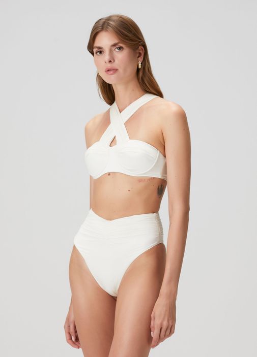 Balmain - Beyaz Büzgülü Bikini Takımı - Beyaz