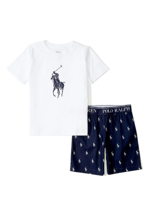 Polo Ralph Lauren - Lacivert Logo Desenli Erkek Çocuk Pijama Seti
