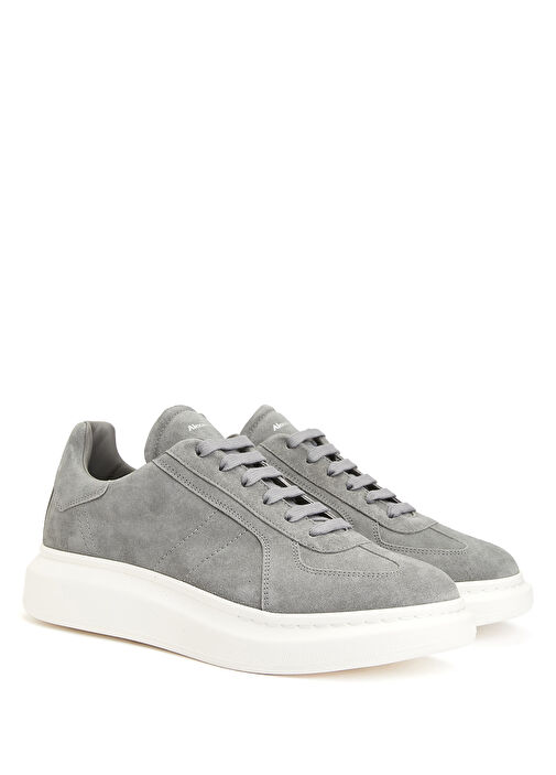 Oversized Retro Gri Erkek Deri Sneaker - Görsel 3