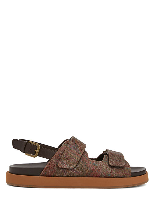 Kahverengi Şal Desenli Erkek Sandalet - Görsel 2