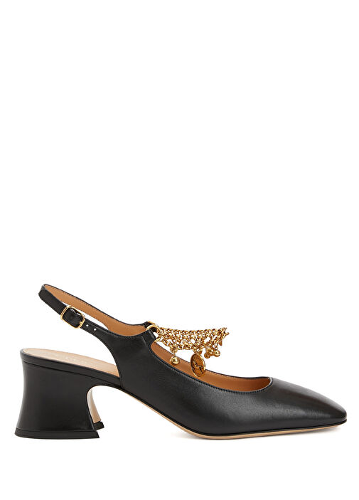 Siyah Deri Topuklu Ayakkabı - Görsel 2
