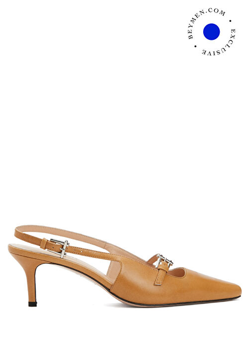 Hardal Deri Topuklu Ayakkabı - Görsel 2