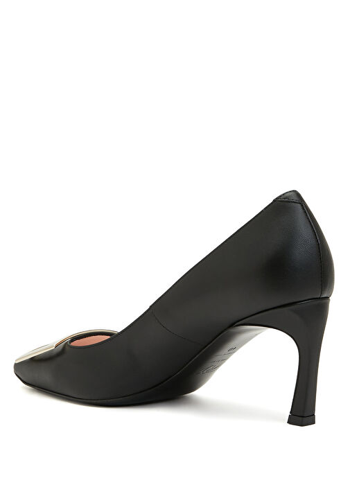 Trompette Siyah Deri Topuklu Ayakkabı - Görsel 4