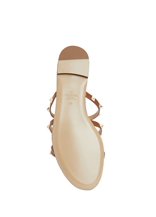 Rockstud Kahverengi Kadın Deri Terlik - Görsel 6