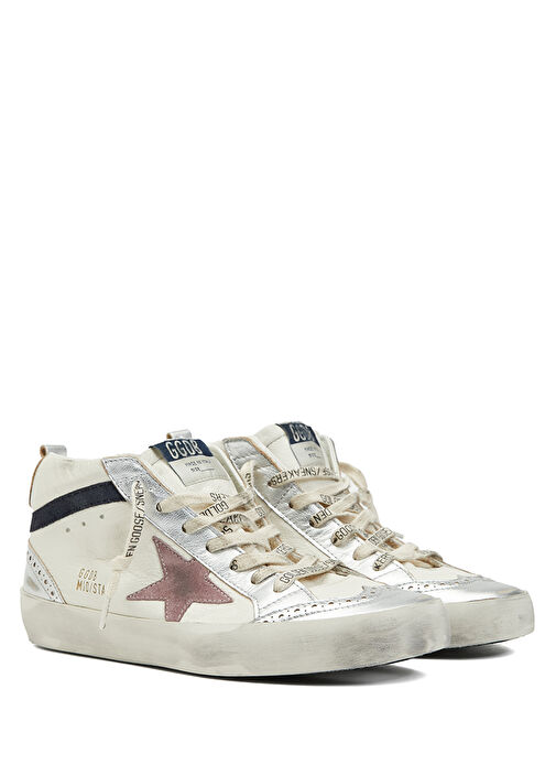 Mid Star Beyaz Lila Kadın Deri Sneaker - Görsel 3