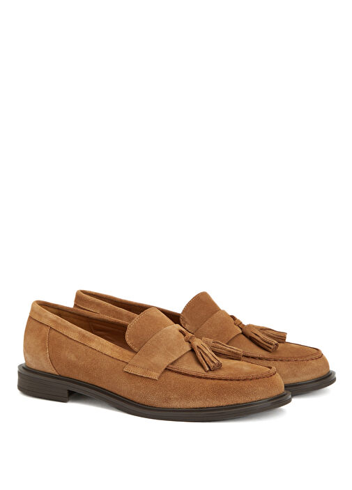 Tütün Püskül Detaylı Kadın Deri Loafer - Görsel 3