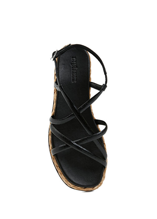 Siyah Kadın Deri Sandalet - Görsel 5