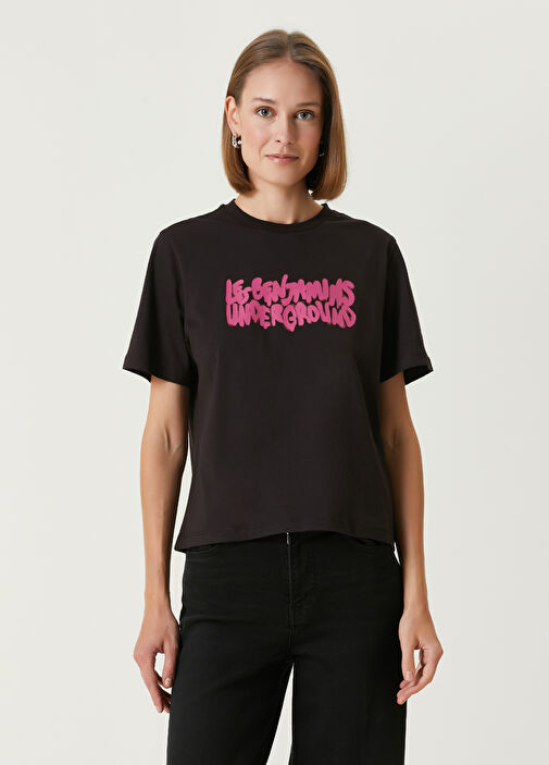 Les Benjamins Regular Black Printed T Shirt