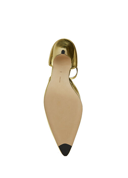 Gold Deri Topuklu Ayakkabı - Görsel 6