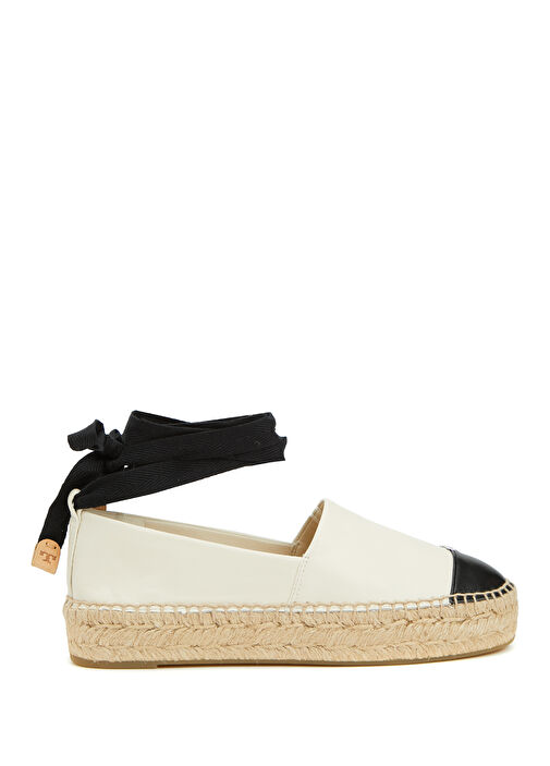 Ekru Siyah Kadın Deri Espadril - Görsel 2