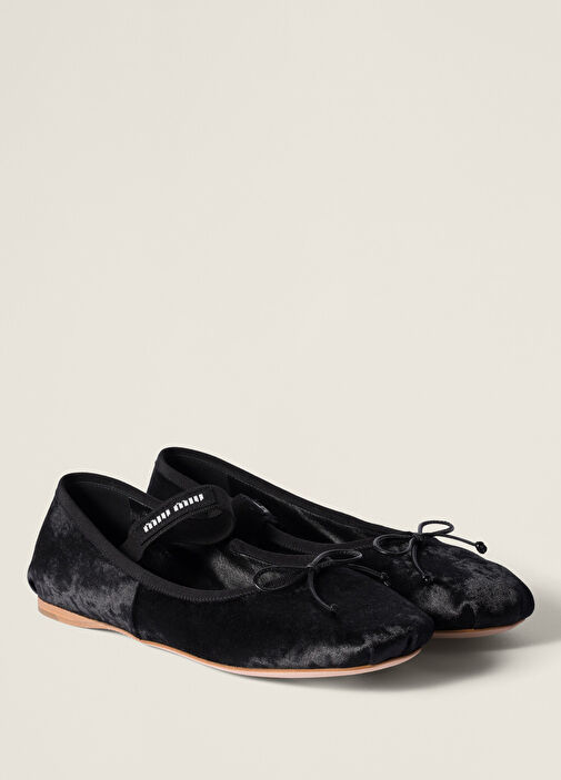 靴 miu miu Velvet Ballet Flats black Velvet ballet flats in black - Miu Miu | Mytheresa