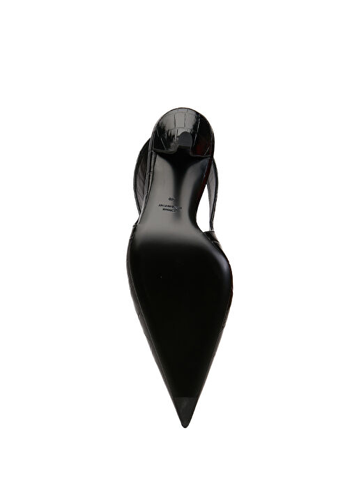 Siyah Krokodil Deri Topuklu Ayakkabı - Görsel 6