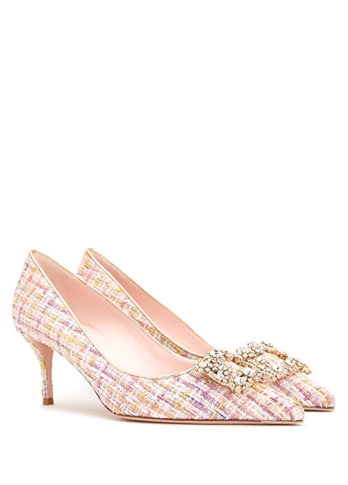 Colorblocked Tweed Dokulu Topuklu Ayakkabı - Görsel 3