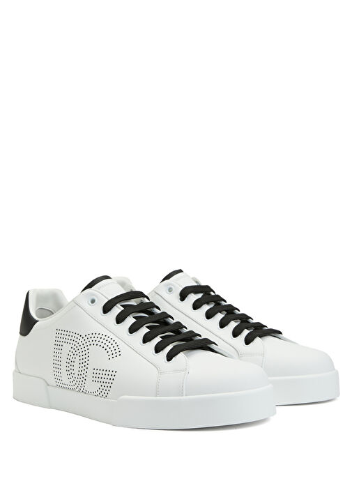 Beyaz Logolu Erkek Deri Sneaker - Görsel 3