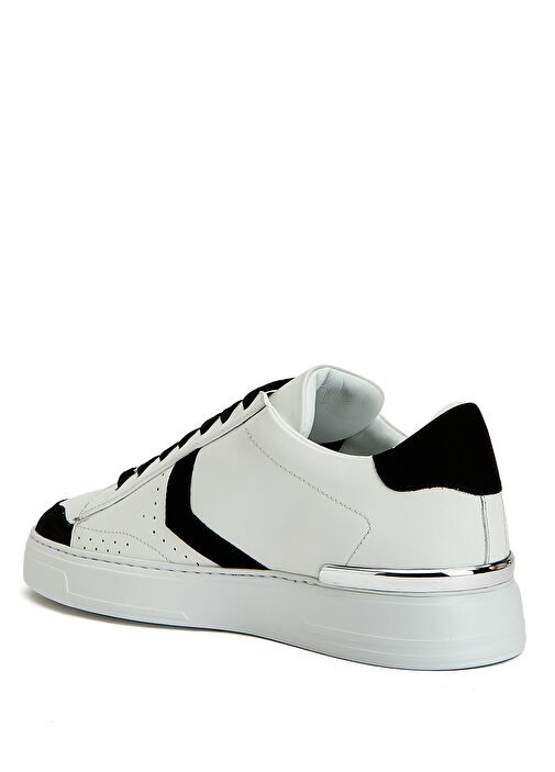 Beyaz Siyah Erkek Deri Sneaker - Görsel 4