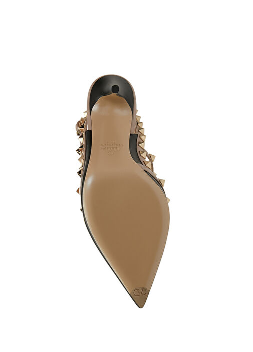 Rockstud Siyah Deri Topuklu Ayakkabı - Görsel 6