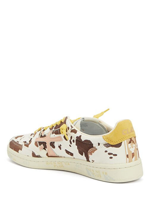 Desenli Kadın Deri Sneaker - Görsel 4