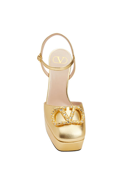 VLogo Signature Gold Mor Deri Topuklu Ayakkabı - Görsel 5