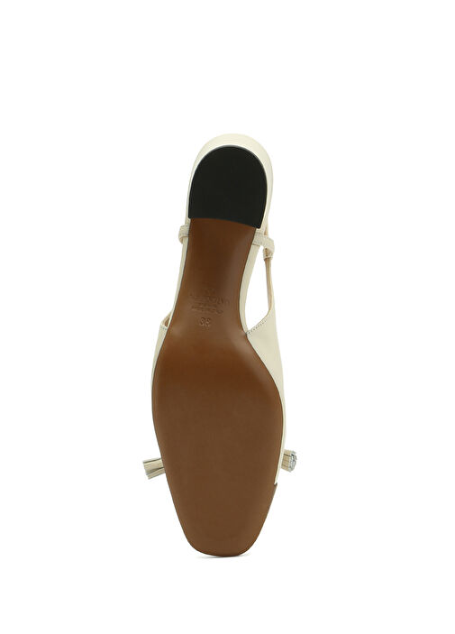 Krem Kahverengi Deri Topuklu Ayakkabı - Görsel 6