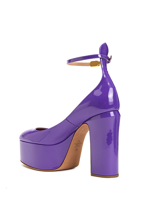 Tan-Go Mor Deri Topuklu Ayakkabı - Görsel 4
