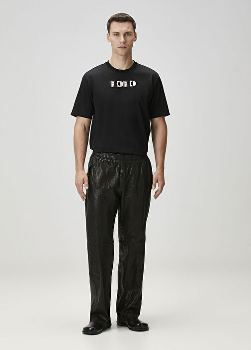 Fendi - Siyah Logo Nakışlı T-shirt - Siyah