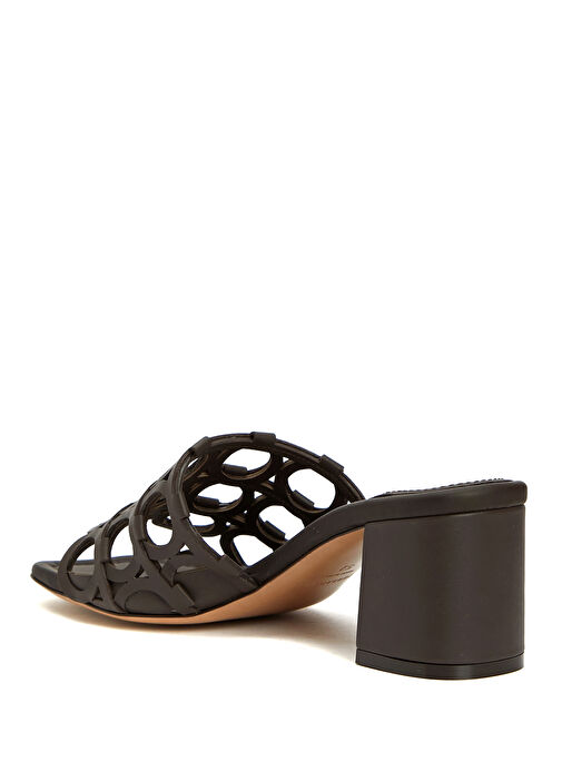 Koyu Kahve Topuklu Deri Terlik - Görsel 4