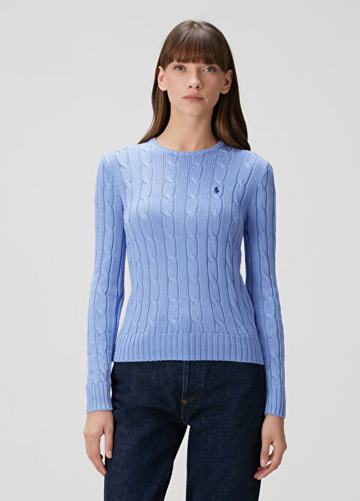 Mavi Saç Örgülü Triko