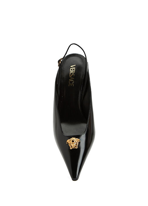 Siyah Medusa Tokalı Kadın Deri Sandalet - Görsel 5