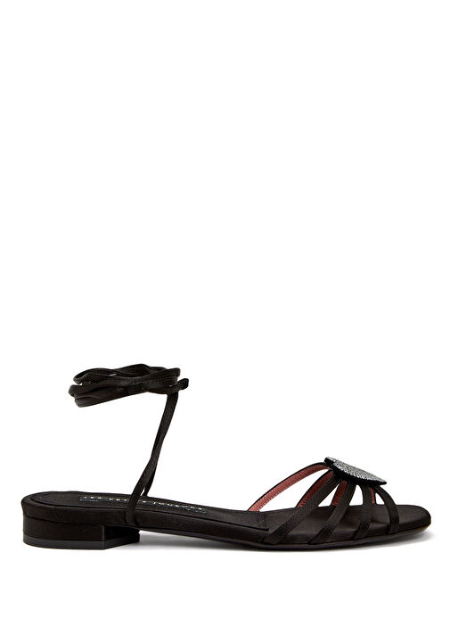 Siyah Kalp Detaylı Kadın Saten Babet - Görsel 2