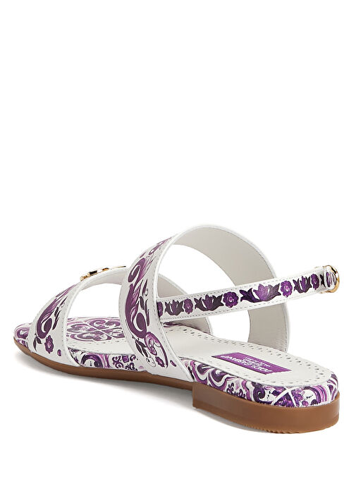 Çok Renkli Desenli Kız Çocuk Deri Sandalet - Görsel 4