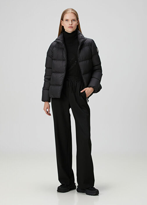 トップス MONCLER XS BLACK Moncler Siyah Kadın Fulmarus Siyah Kapüşonlu Puffer Mont 1738587