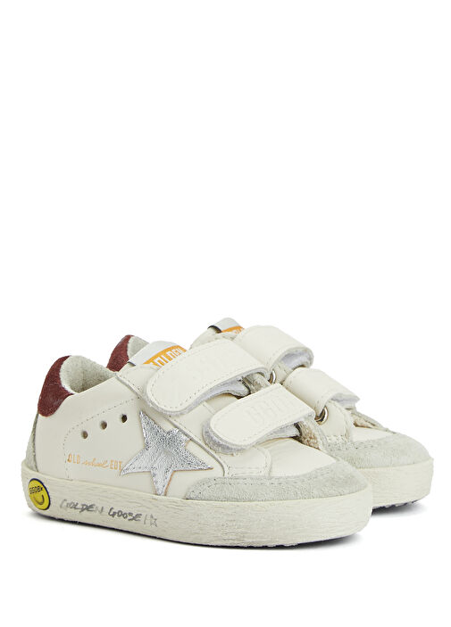 Old School Beyaz Unisex Çocuk Deri Sneaker - Görsel 3