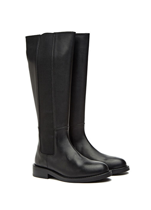 Siyah Fermuarlı Kadın Deri Çizme - Görsel 3