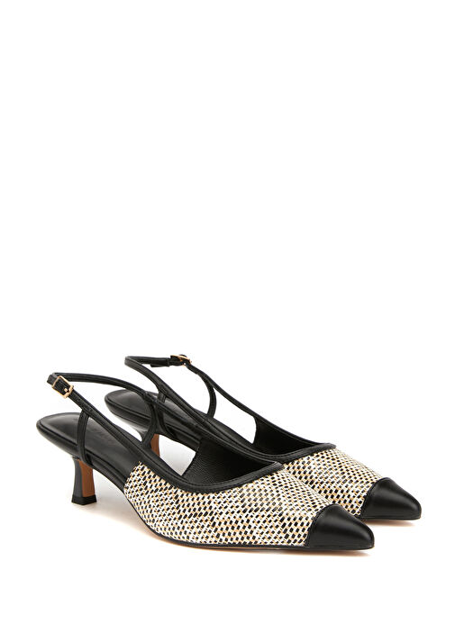 Bej Siyah Topuklu Ayakkabı - Görsel 3