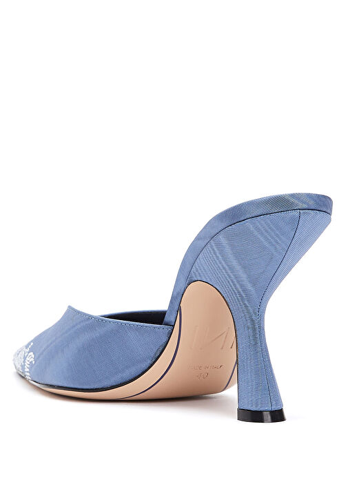 Açık Mavi Mikro Taşlı Topuklu Ayakkabı - Görsel 4