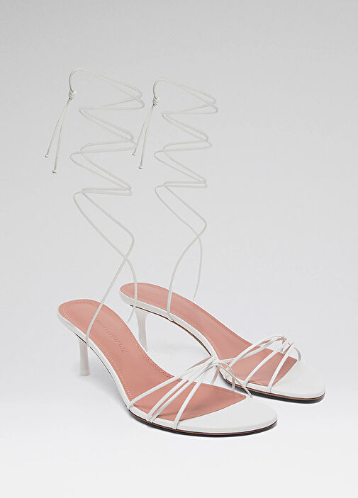 Beyaz Kadın Deri Sandalet - Görsel 3