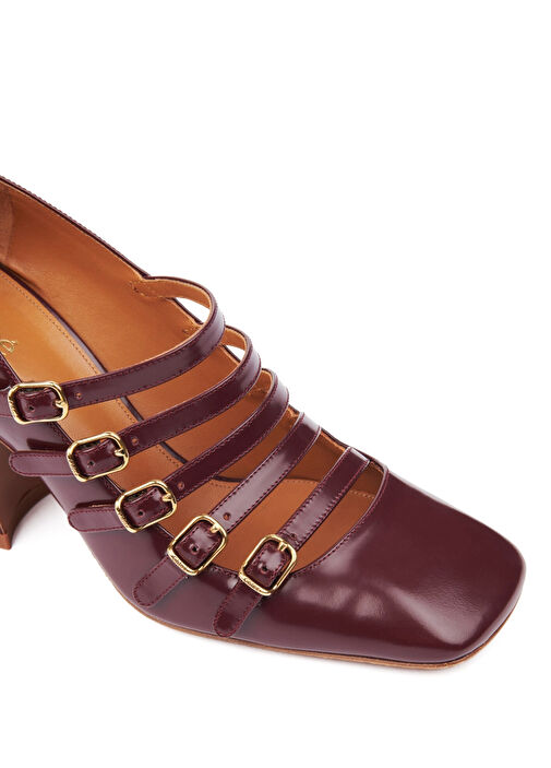 Bordo Deri Topuklu Ayakkabı - Görsel 6