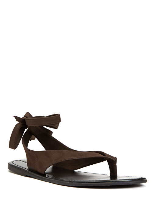 Kahverengi Kadın Deri Sandalet - Görsel 3