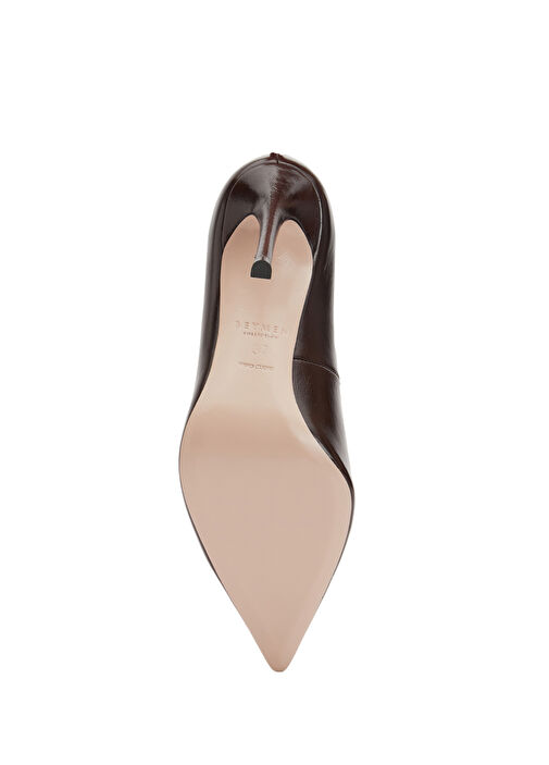 Kahverengi Deri Stiletto - Görsel 6